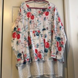 OSO Casuals 2-tier Babydoll Flower Blouse